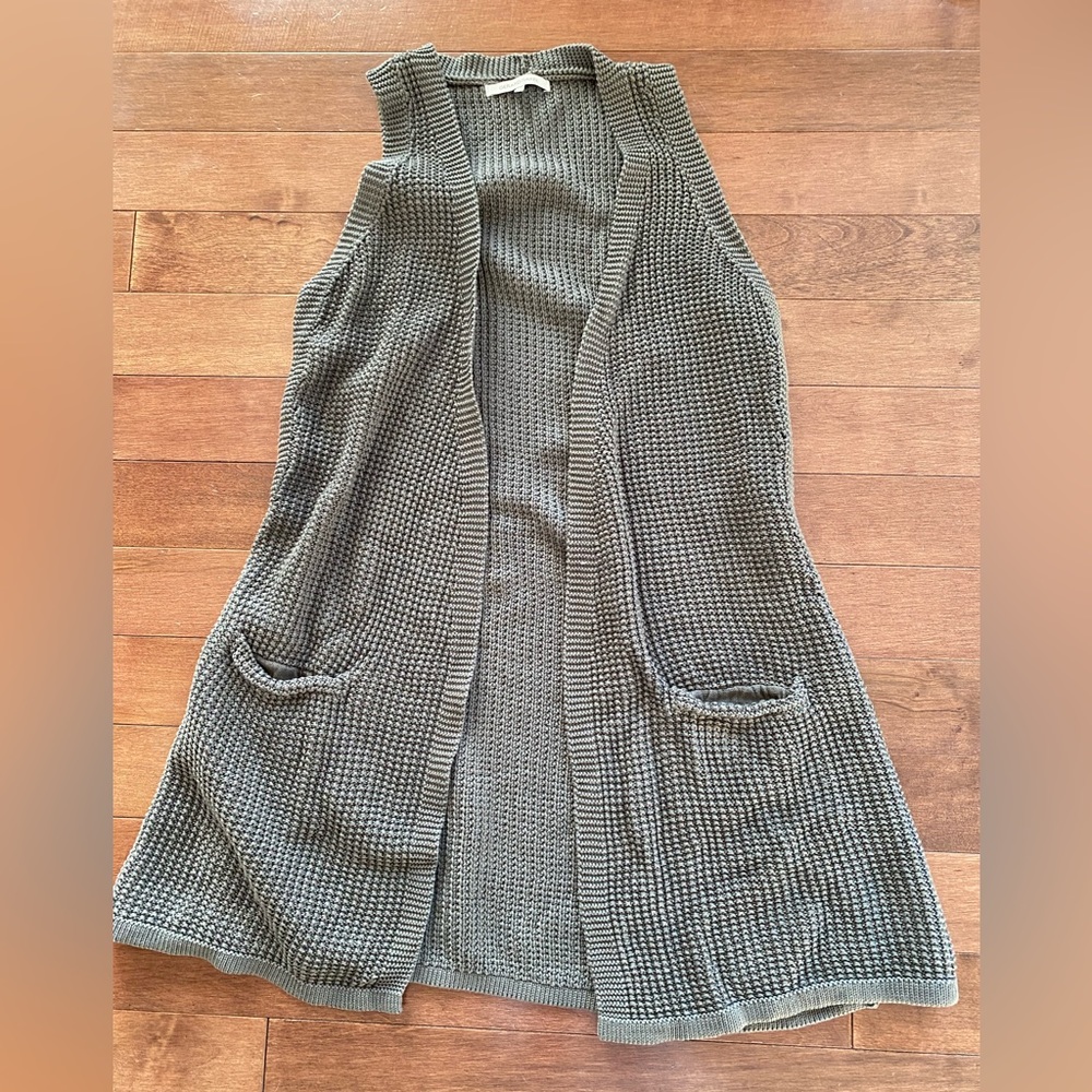 Gerard Darel Women's Olive Army Green Open Knit Sweater Vest Size 2